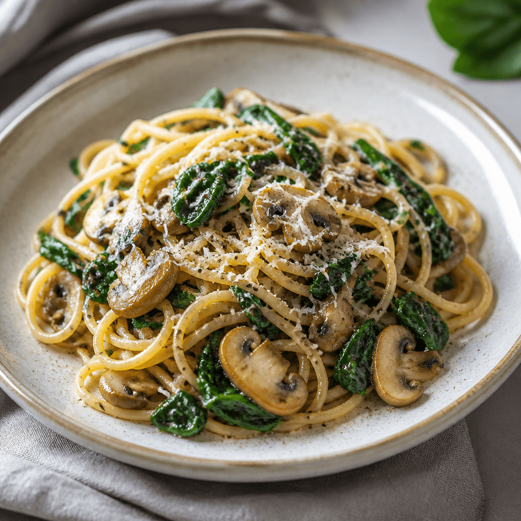 Spinach and mushroom pasta