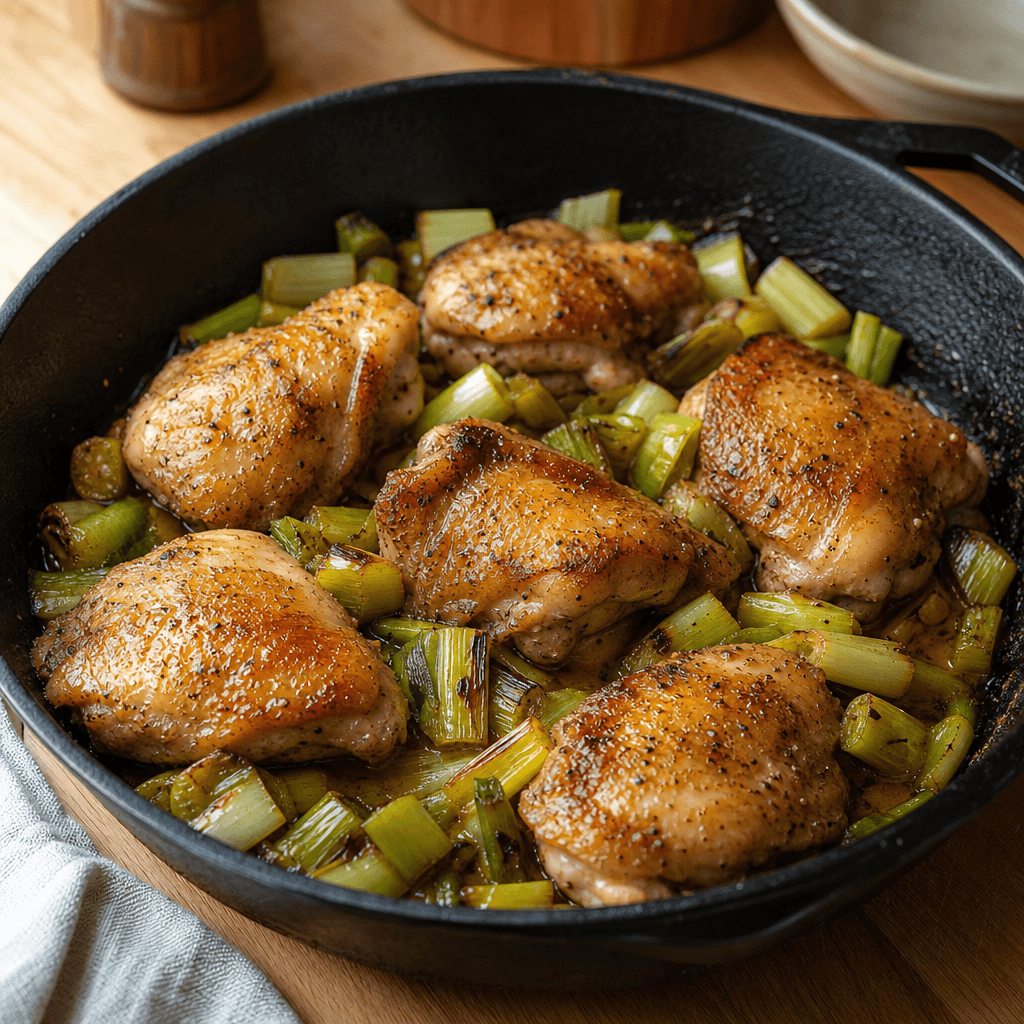 Chicken and leek skillet dinner