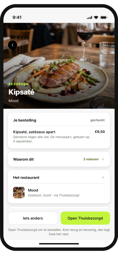 De fuda-app met een bestelling bij Mood via Thuisbezorgd en waarom die past.